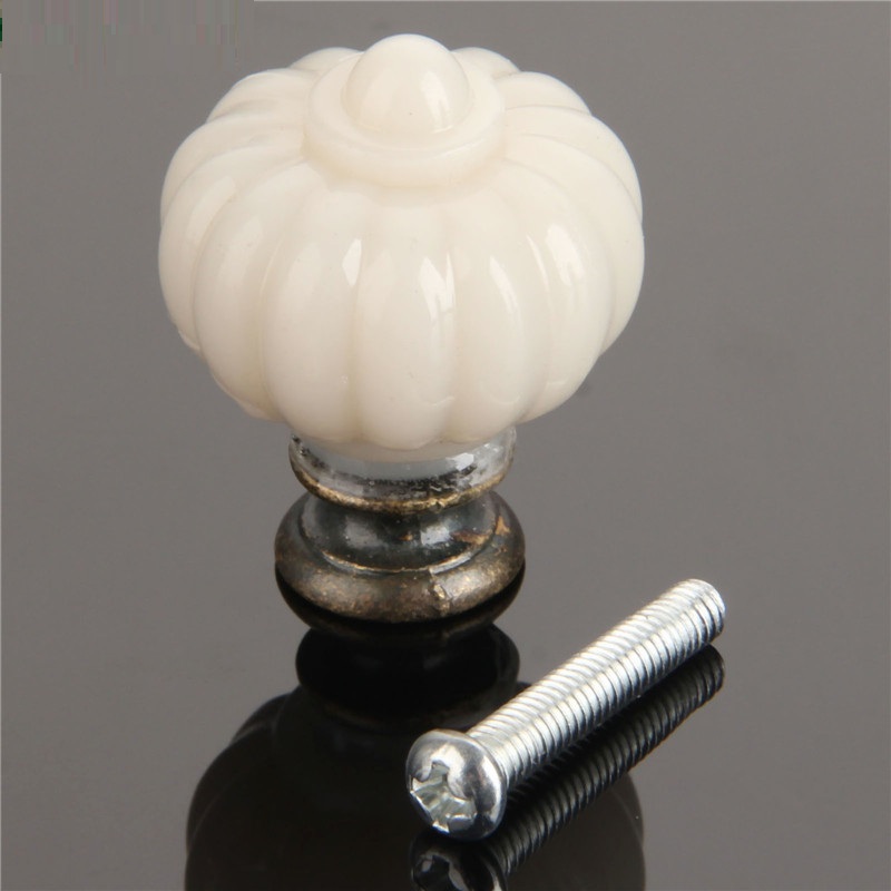 Furniture Hardware Knobs - 1Pc อะคริลิคงาช้างสีขาวฟักทองมือจับประตูตู้ตู้ครัวตู้เสื้อผ้าลิ้นชักตู้เสื้อผ้าประตูดึงมือจับอุปกรณ์เหล็กเครื่องตกแต่งบ้าน