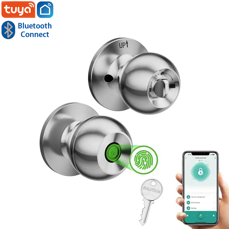 Zinc Furniture Hardware - Tuya ประตูล็อคอัจฉริยะควบคุมผ่านแอปบลูทูธมือจับประตูแบบไม่ใช้กุญแจล็อคประตูอิเล็กทรอนิกส์ดิจิตอลด้วยลายนิ้วมือ