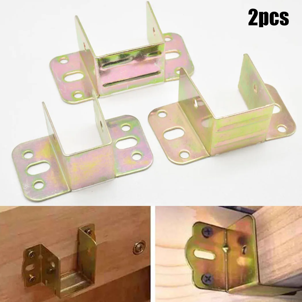 Furniture Hardware Suppliers - 2pcs U รูปโลหะวงเล็บเตียงเตียง Fixing เชื่อมต่อเฟอร์นิเจอร์ Rail
