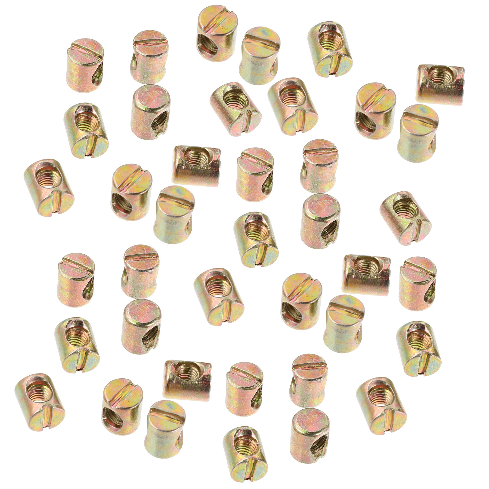 Furniture Hardware Barrel Nut - น็อตเหล็กแบบมีร่อง 55 ชิ้น สำหรับประกอบเฟอร์นิเจอร์เตียง น็อตทรงกระบอก อุปกรณ์ยึดเหล็ก