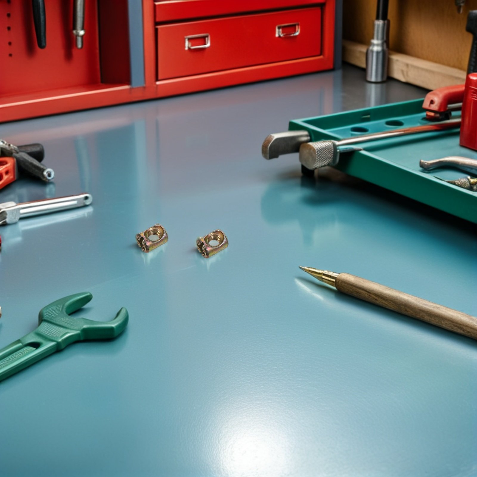 Furniture Hardware Barrel Nut - ชุดอุปกรณ์ยึดเฟอร์นิเจอร์ 50 ชิ้น ประกอบด้วยสลักเกลียวและน็อตหัวกลมแบบมีร่อง สำหรับซ่อมแซมหัวเตียง โครงเตียง
