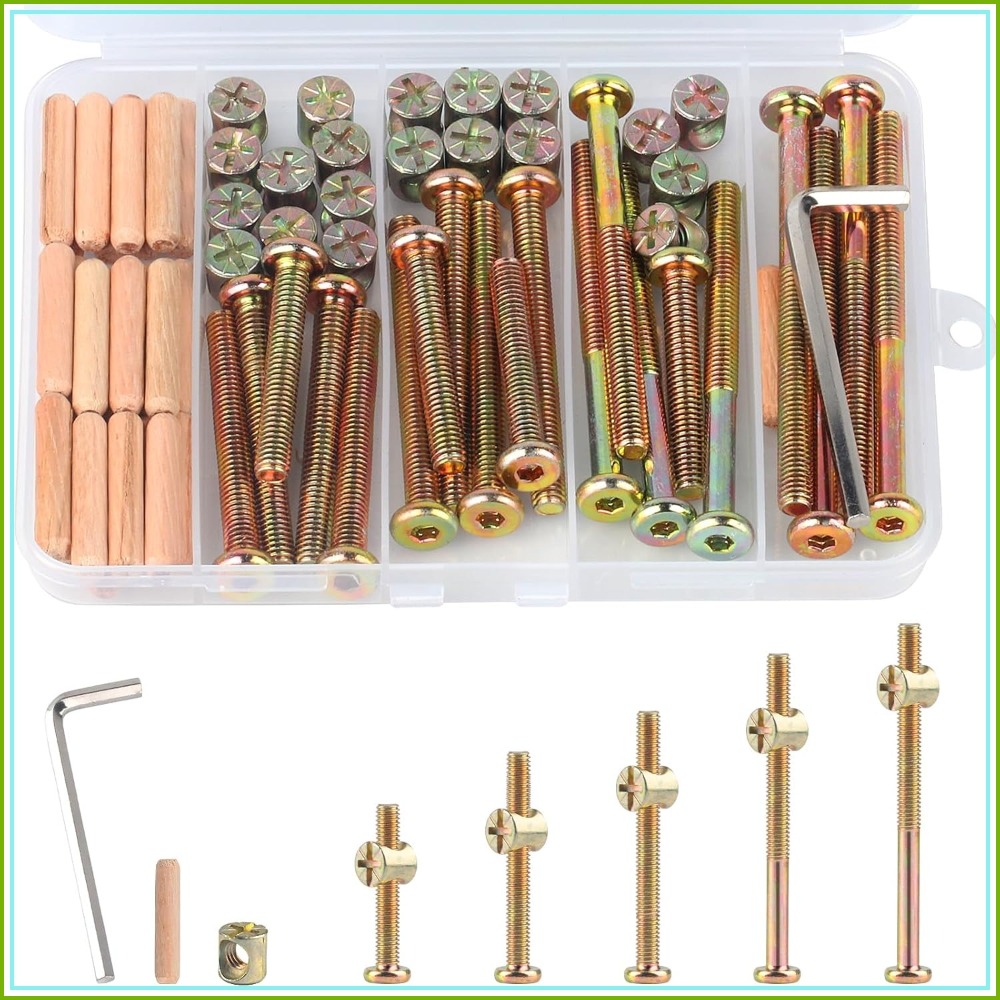 Furniture Hardware Barrel Nut - ชุดสกรูยึดเตียงเด็ก M6x40/50/60/70/80 มม. 20 ชุด ชุดอุปกรณ์ฮาร์ดแวร์เตียงไม้