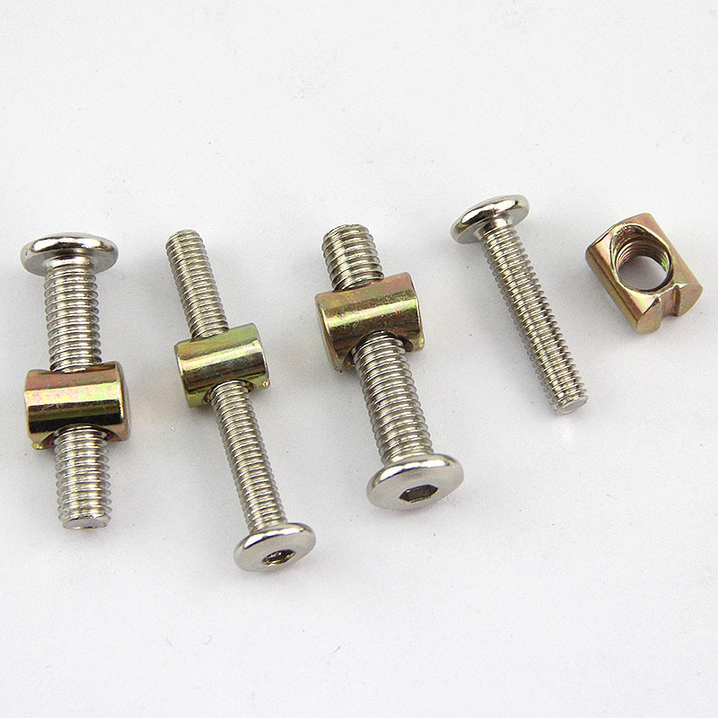 Furniture Hardware Barrel Nut - ชุดสกรูและน็อตเหล็กกล้าคาร์บอน 20 ชิ้น/ชุด พร้อมน็อตทรงกระบอก น็อตเดือย ตัวเชื่อมต่อ