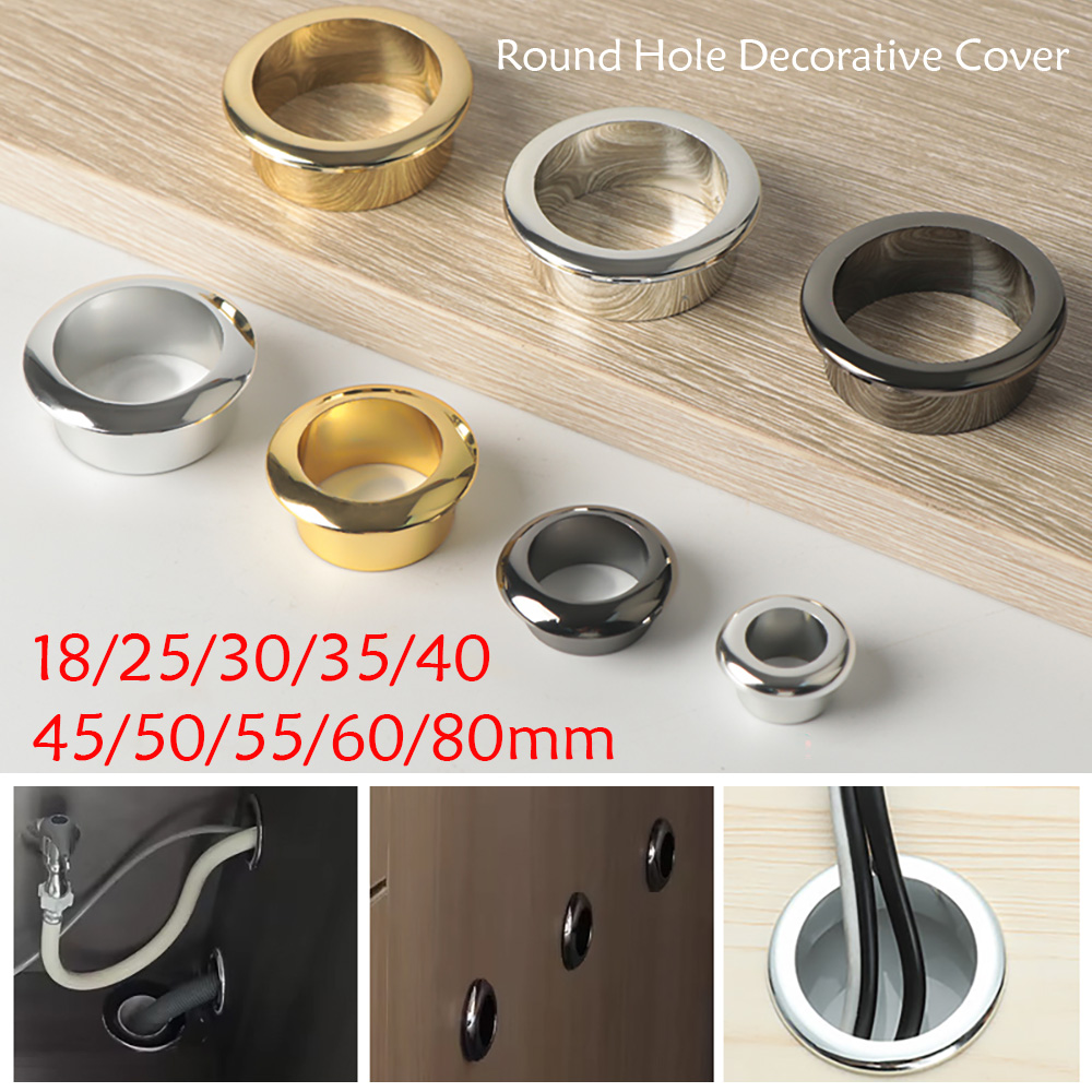 Furniture Hardware Outlet - ปลั๊กครอบสายไฟแบบกลม ขนาด 18-80 มม. สำหรับโต๊ะคอมพิวเตอร์ ที่ยึดสายไฟ