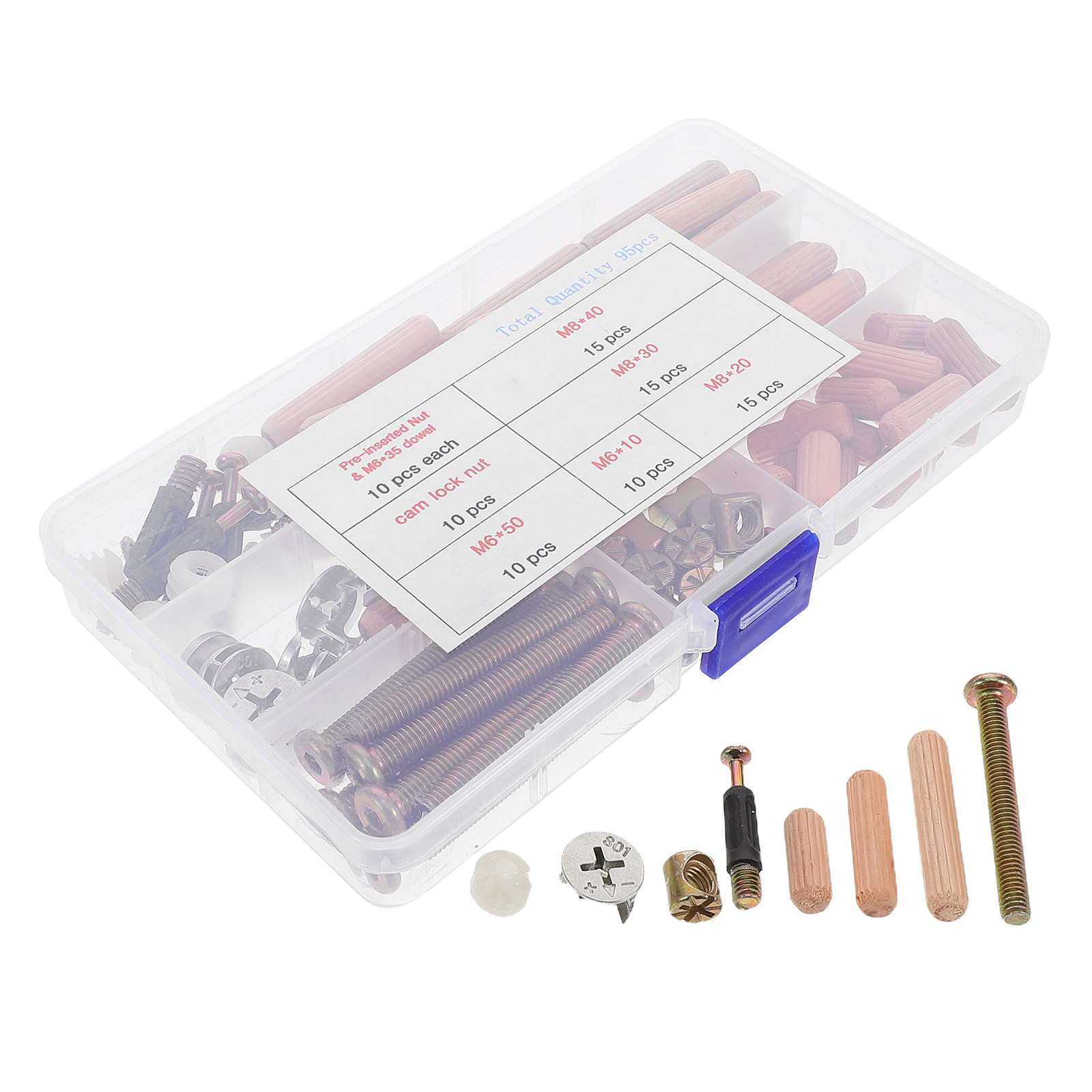 Furniture Hardware Barrel Nut - ชุดอุปกรณ์เปลี่ยนอะไหล่เฟอร์นิเจอร์ 95 ชิ้น ประกอบด้วยตัวเชื่อมเตียงสองชั้น สกรู น็อต
