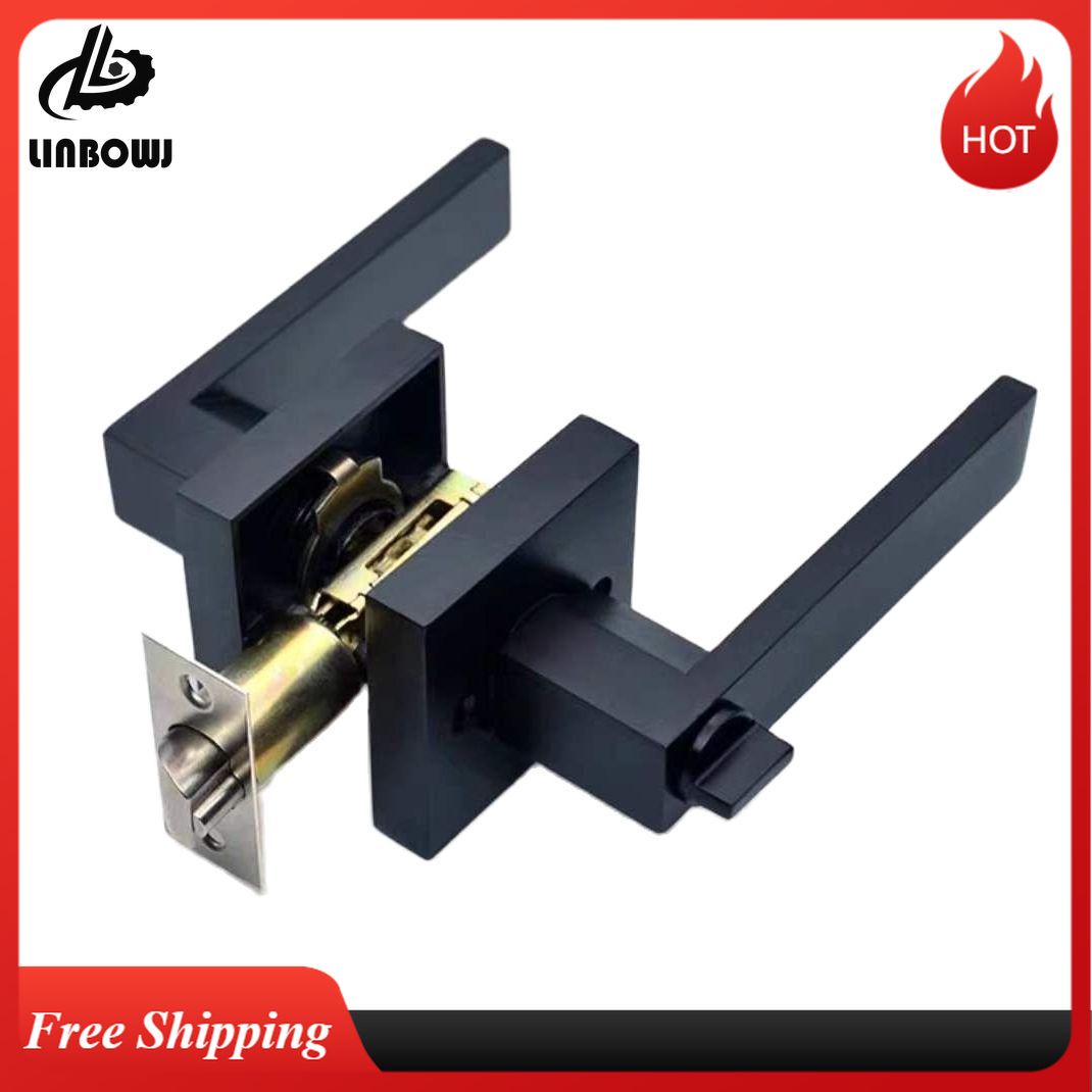 Zinc Furniture Hardware - มือจับประตูสีดํา มือจับประตู ล็อค ช่องสี่เหลี่ยม หน้ากากความเป็นส่วนตัว ภายในห้องนอน