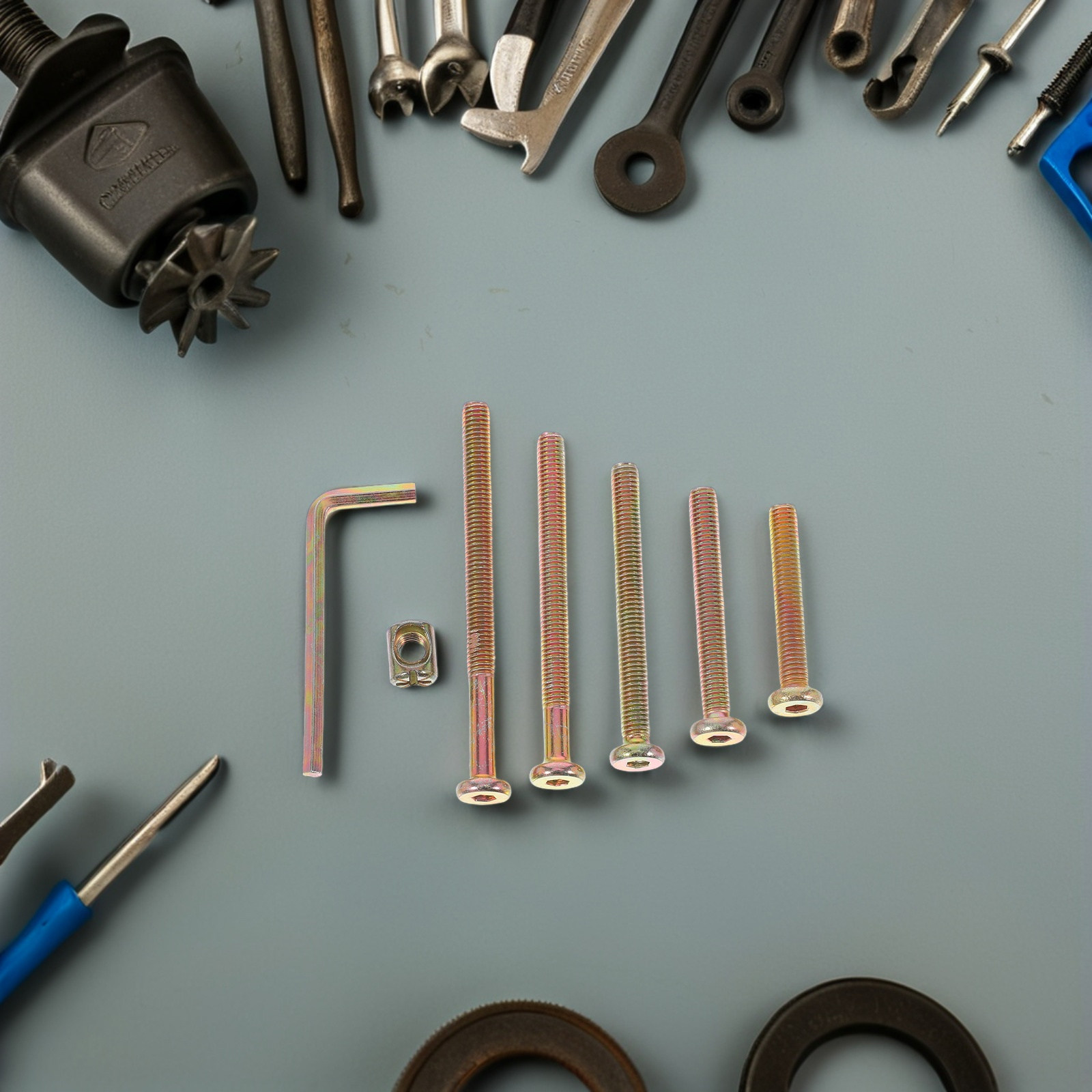 Furniture Hardware Barrel Nut - ชุดสกรูและน็อตหัวหกเหลี่ยม 49 ชิ้น ขนาด M6 ความยาว