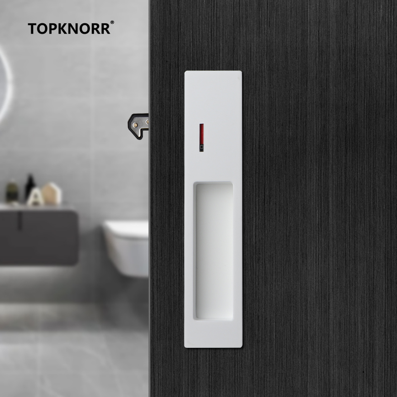 Zinc Furniture Hardware - ตัวล็อคประตูบานเลื่อนแบบซ่อน พร้อมตะขอแบบดึง-ผลัก สำหรับประตูไม้ มือจับแบบซ่อนในตัว สำหรับห้องน้ำ ห้องครัว