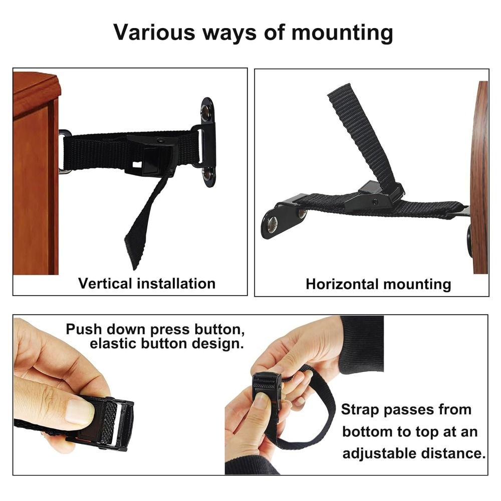 Furniture Hardware Suppliers - ตัวยึดเฟอร์นิเจอร์กันแผ่นดินไหว ติดตั้งง่าย ปรับได้ ใช้ได้กับผนังทั่วไป ชุดอุปกรณ์ความปลอดภัยเฟอร์นิเจอร์ ป้องกันการลื่นไถล