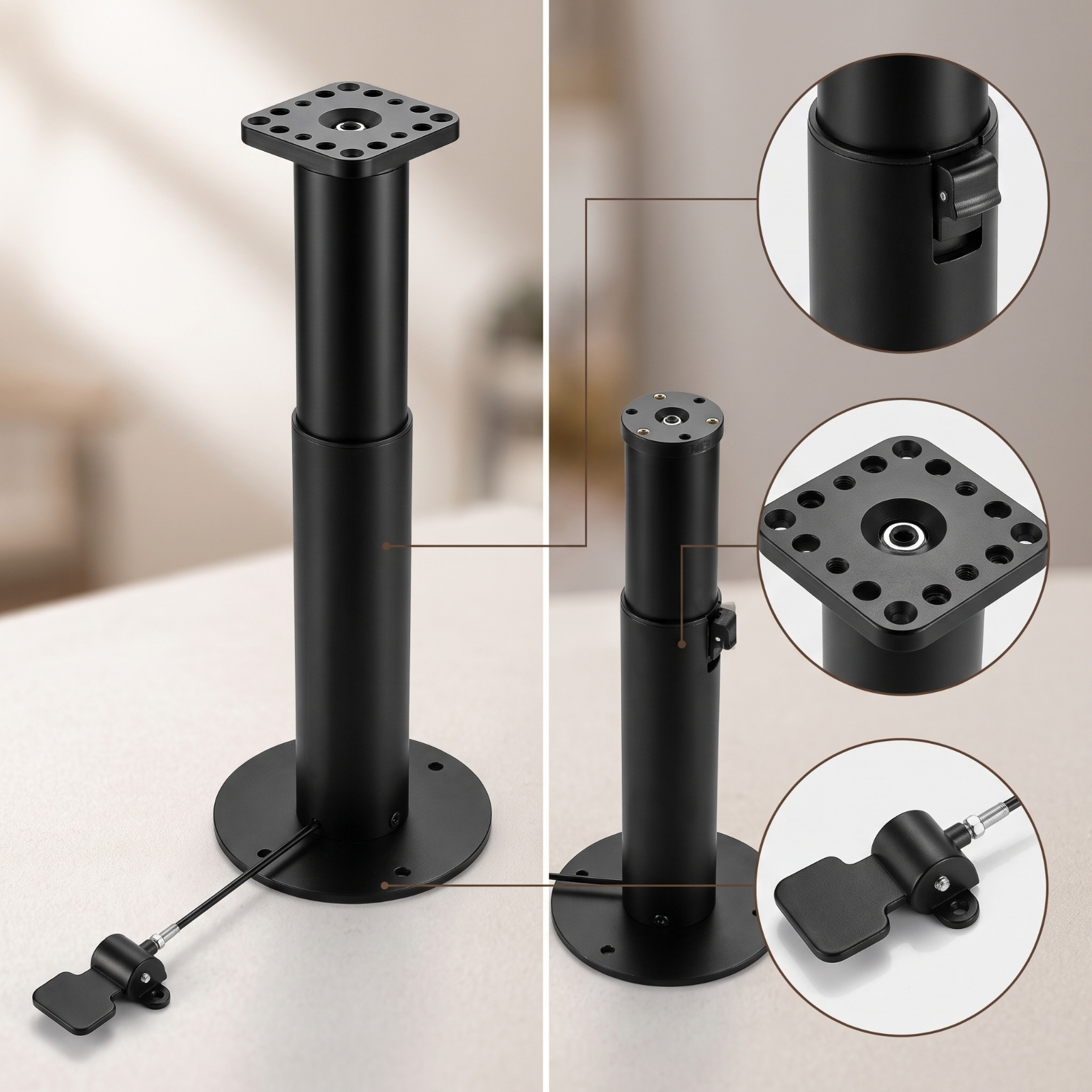 Furniture And Hardware - เสาแบบยืดหดได้พร้อมแผ่นยึดและอุปกรณ์ยึดแบบ Free-Stop สำหรับช่าง DIY, การประกอบเฟอร์นิเจอร์, โครงการในโรงงาน