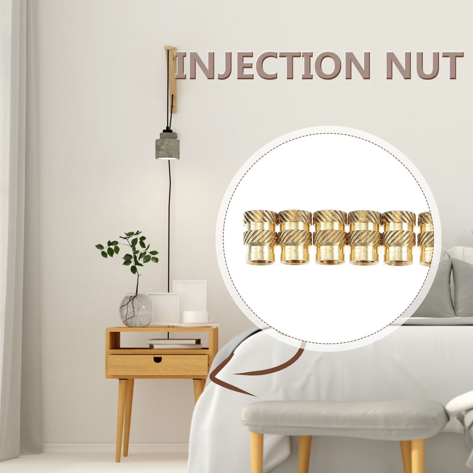 Furniture Hardware Barrel Nut - น็อตทองแดงสำหรับเฟอร์นิเจอร์ 20 ชิ้น พร้อมเกลียวเชื่อมต่อ ติดตั้งง่าย แข็งแรง