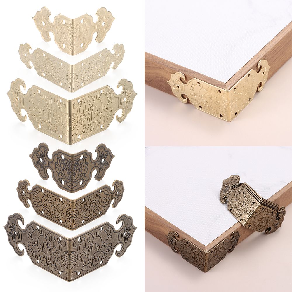 Furniture Hardware Covers - 8ชิ้นตัวป้องกันมุมโลหะแบบโบราณตัวยึดมุมขวาสำหรับเคสไม้ขาขอบอุปกรณ์เหล็กเครื่องตกแต่งบ้าน