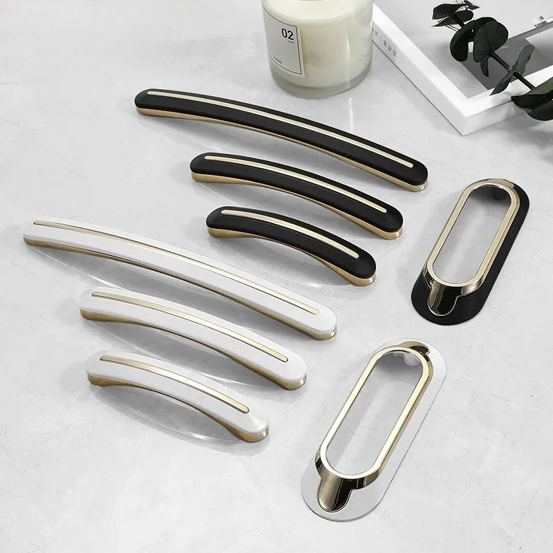 Furniture And Hardware - มือจับลิ้นชักตู้โลหะผสมสังกะสีแบบเรียบง่ายทันสมัย อุปกรณ์ตกแต่งหรูหราสำหรับตู้เสื้อผ้า มือจับเฟอร์นิเจอร์ในบ้าน ขายส่ง