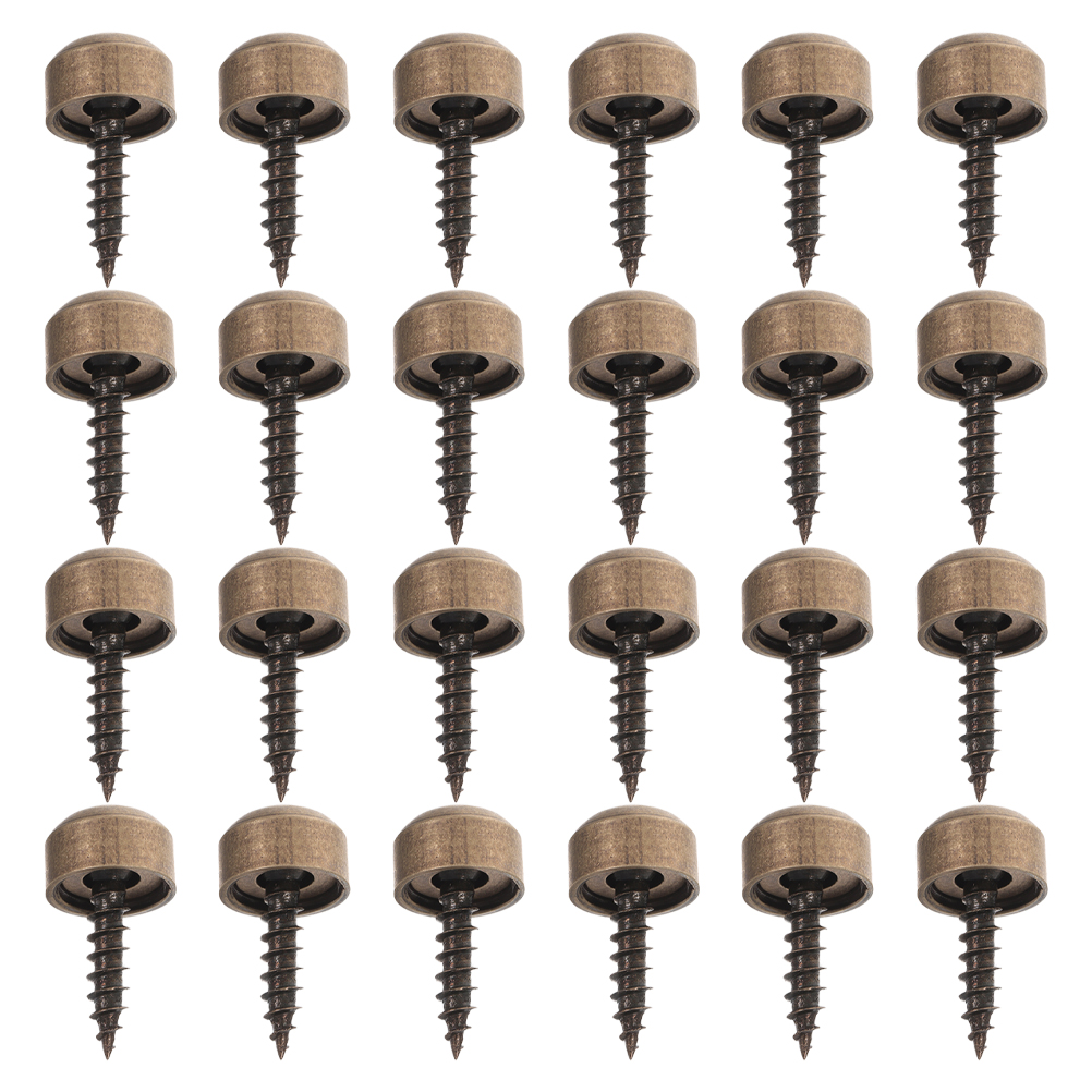 Furniture Hardware Covers - 24 ชิ้นสกรูแตะตัวเองหมวกทองแดงตกแต่งสกรู Caps สกรูโค้งพร้อมฝาครอบสําหรับติดตั้งเฟอร์นิเจอร์บ้านสกรู