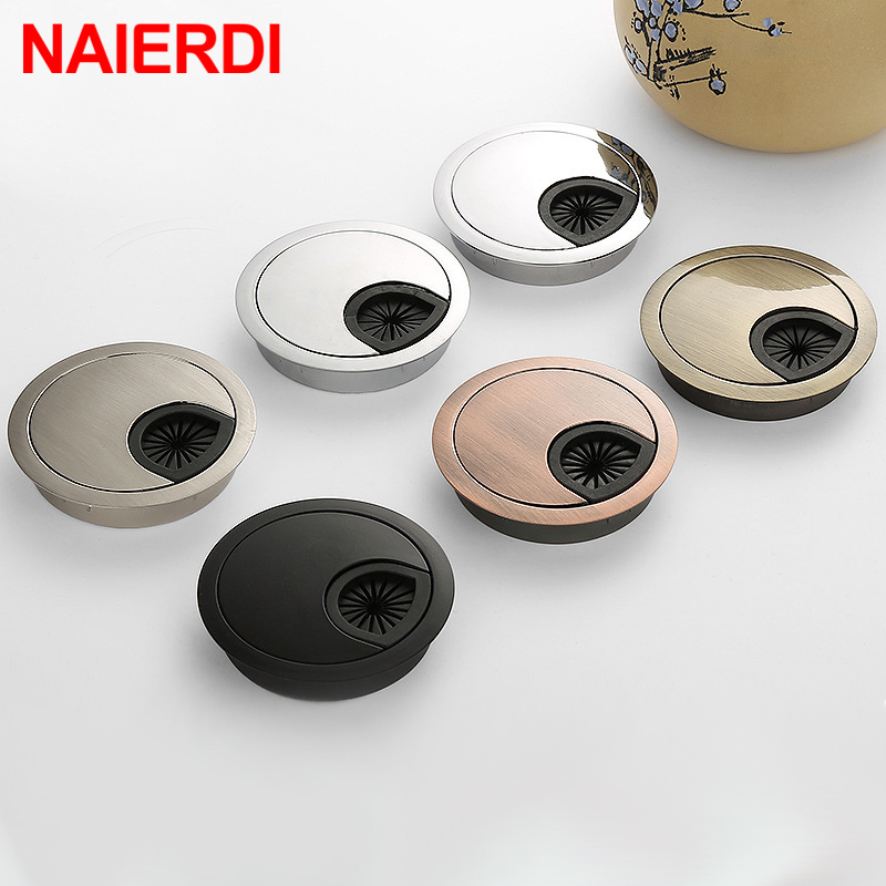 Furniture Hardware Outlet - NAIERDI สังกะสีอัลลอยด์โต๊ะลวดฝาครอบฐานคอมพิวเตอร์ Grommet ตารางสาย Outlet พอร์ตพื้นผิวกล่องเฟอร์นิเจอร์ฮาร์ดแวร์