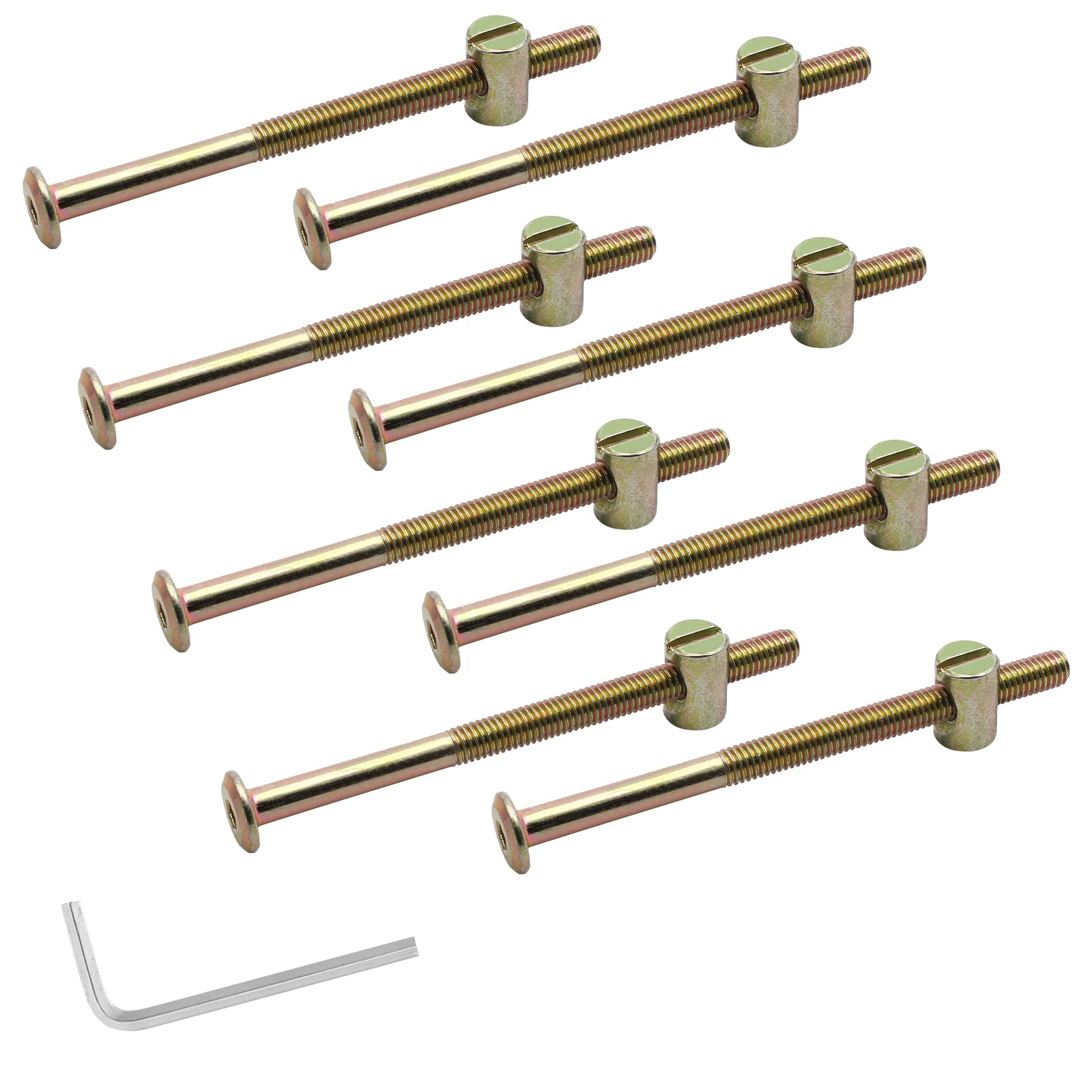 Furniture Hardware Barrel Nut - ชุดสกรูและน็อตสำหรับเฟอร์นิเจอร์ M6 จำนวน 8 ชุด, น็อตหัวหกเหลี่ยมขนาด