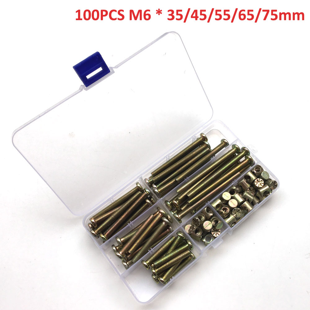 Furniture Hardware Barrel Nut - 100 ชิ้น M6 Barrel Dowel Nut
