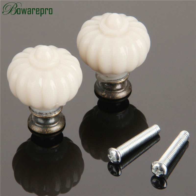 1Pc อะคริลิคงาช้างสีขาวฟักทองม - Furniture Hardware Knobs บทวิจารณ์และราคา