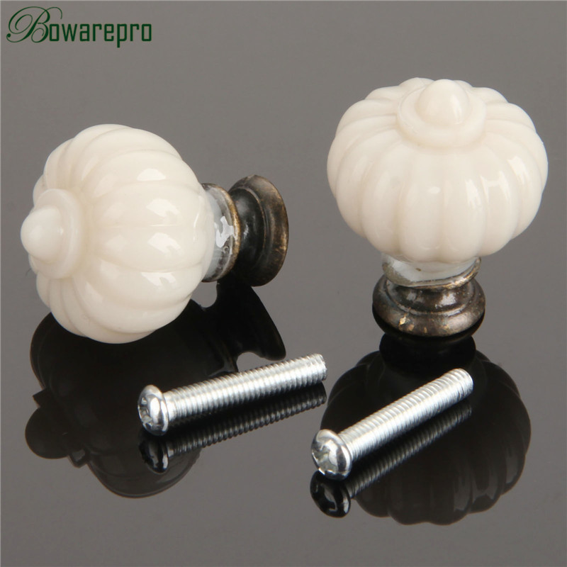 1Pc อะคริลิคงาช้างสีขาวฟักทองม - Furniture Hardware Knobs บทวิจารณ์และราคา