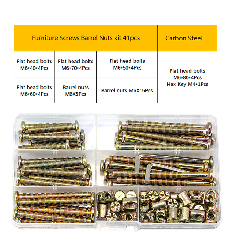 ชุดสกรูหัวหกเหลี่ยมแบบแบนสำหรั - Furniture Hardware Barrel Nut บทวิจารณ์และราคา