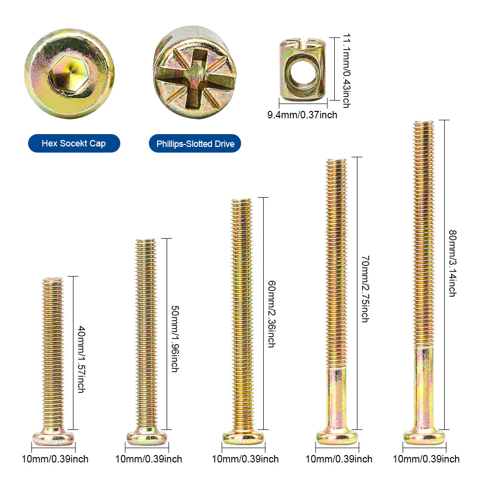 ชุดสกรูหัวหกเหลี่ยมแบบแบนสำหรั - Furniture Hardware Barrel Nut บทวิจารณ์และราคา