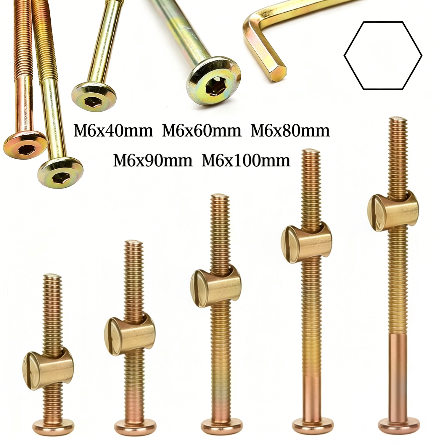 10 ชิ้น M6 สกรูหัวหกเหลี่ยมสำห - Furniture Hardware Barrel Nut บทวิจารณ์และราคา