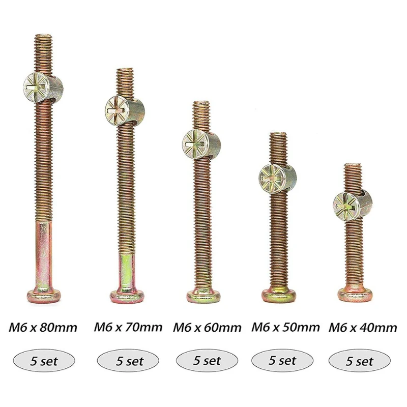 ชุดสกรูเปลเด็ก M6x40/50/60/70/ - Furniture Hardware Barrel Nut บทวิจารณ์และราคา