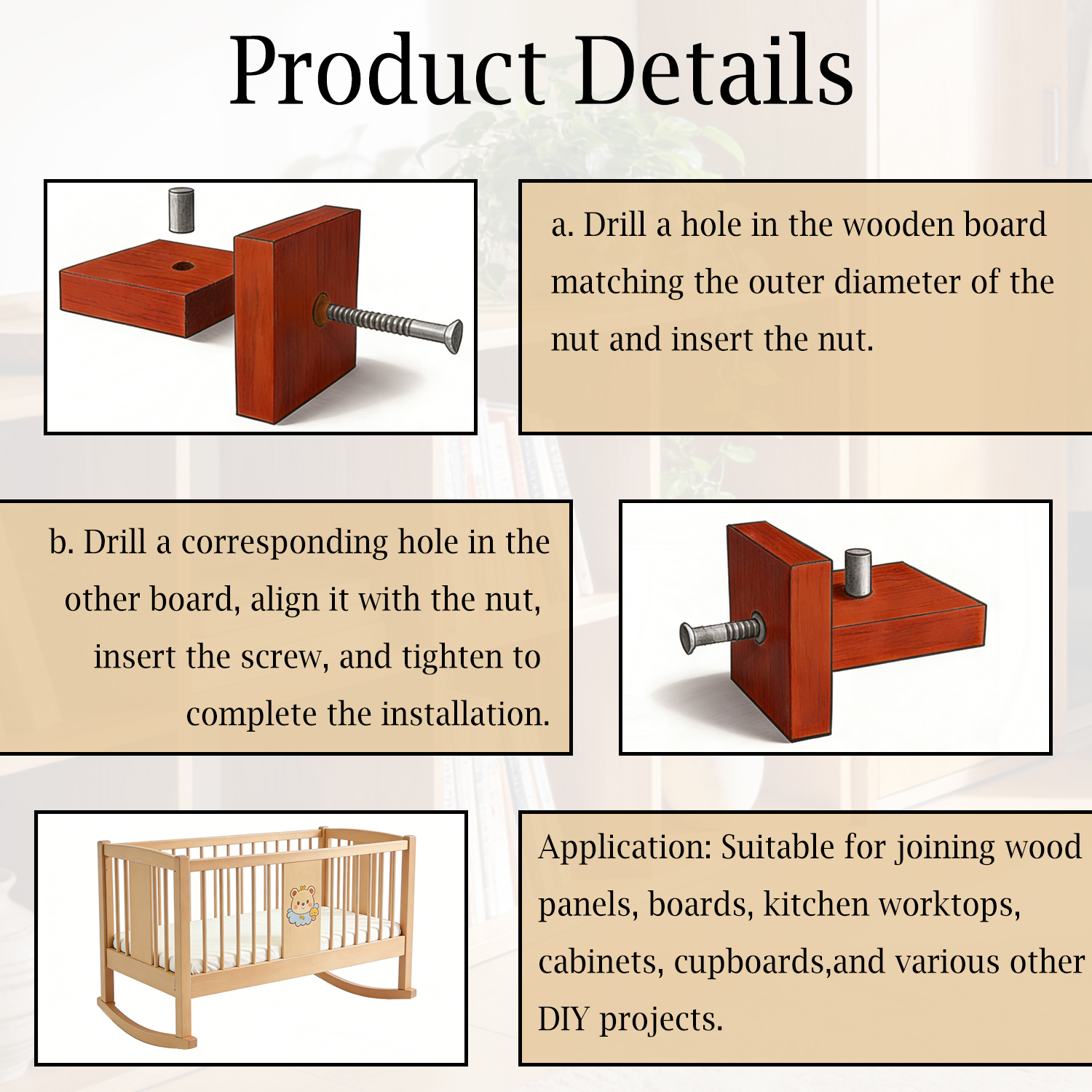 ชุดน็อตเชื่อมต่อโครงเตียง M6 จ - Furniture Hardware Barrel Nut บทวิจารณ์และราคา