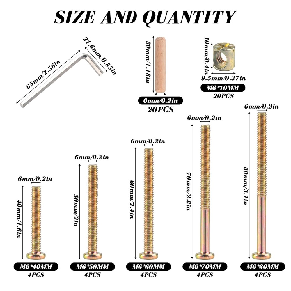 ชุดสกรูยึดเตียงเด็ก M6x40/50/6 - Furniture Hardware Barrel Nut บทวิจารณ์และราคา