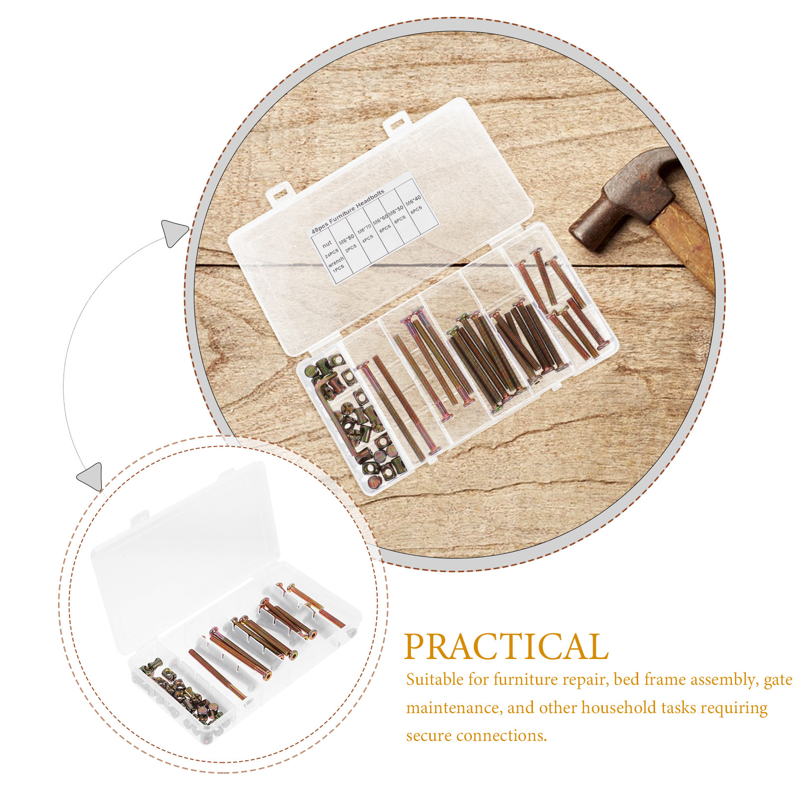 ชุดสกรูและน็อตหัวหกเหลี่ยม 49  - Furniture Hardware Barrel Nut บทวิจารณ์และราคา